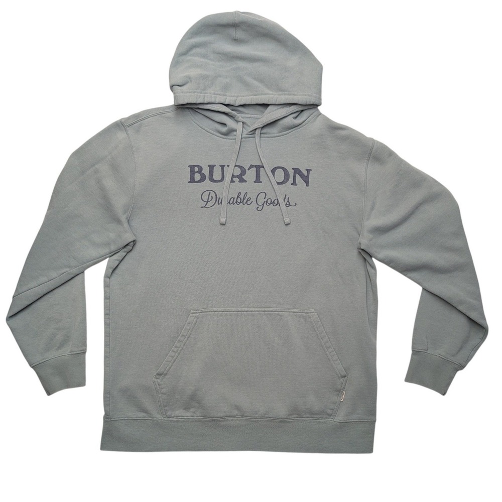 Burton Durable Goods Hoodie Women Large Gray Blue Pullover Graphic‎ Sweatshirt